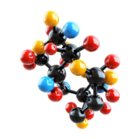 Organic molecule model 3D illustration isolated against a transparent background png