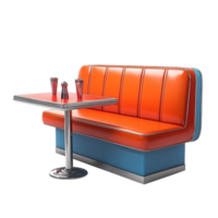 PNG Diner Booth Seat 3D Rendering Against White Background