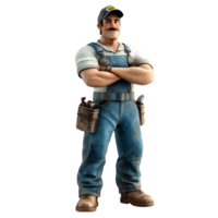 A mechanic in a 3D illustration, skillfully working with tools png