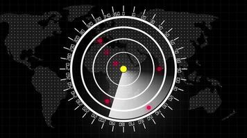 A map with a radar on it and a red dot video