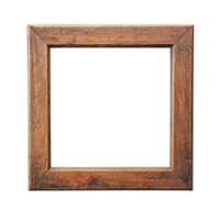 PNG Empty Wooden Frame, Rustic Brown Square Picture Frame Against Transparent Background for Decor Branding, Art Display, or Rustic-Themed Campaigns
