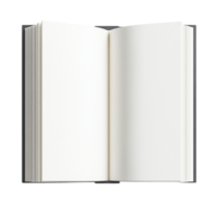 White book open top view full length 3D rendering against transparent background png