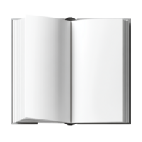 White book open top view full length 3D rendering against transparent background png