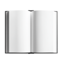 White book open top view full length 3D rendering against transparent background png