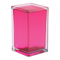 Magenta Liquid in a Rectangular Glass Box Isolated Against a transparent Background png