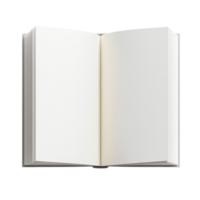 White book open top view full length 3D rendering against transparent background png