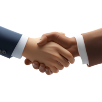 PNG 3D Render of a Handshake for Agreement, Partnership, and Collaboration Against Transparent Background for Business Designs, Networking Themes, or Unity Illustrations