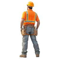 Back View of Construction Worker Looking at Something - 3D Rendering png