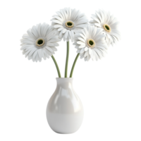 White flowers in a vase isolated against transparent background png