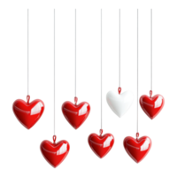 PNG Hanging Red and White Heart Decorations for Valentine's Day for Romantic Events, Holiday Decor, or Love-Themed Projects