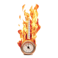 Thermometer with Flames Isolated Against transparent Background png