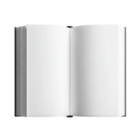 White book open top view full length 3D rendering against transparent background png