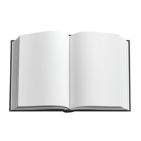 White book open top view full length 3D rendering against transparent background png