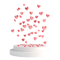 PNG Podium with Hearts Surrounding Against Transparent Background for Displaying Romantic Gifts, Valentine's Day Themes, or Elegant Decor
