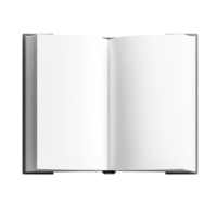 White book open top view full length 3D rendering against transparent background png