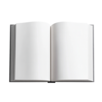 White book open top view full length 3D rendering against transparent background png