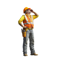 Front View of Construction Worker Looking at Something png