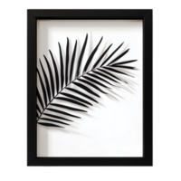 PNG Elegant Black Frame Mockup with Palm Leaf Shadow Against Transparent Background for Minimalistic Branding, Art Display, or Creative Projects