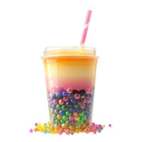 Bubble Tea 3D Rendering Against White Background png