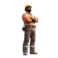 Front View of Construction Worker Looking at Something png