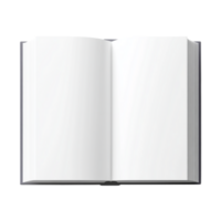 White book open top view full length 3D rendering against transparent background png