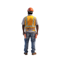 Back View of Construction Worker Looking at Something - 3D Rendering png