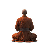Shaolin monk praying in traditional attire on a transparent background png
