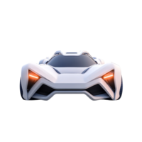 White future car 3D cartoon front view 3D rendering png