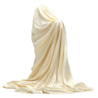 PNG Creamy Draped Fabric, A Textural Study Against Transparent Background for Textile Design, Artistic Projects, or Elegant Backdrops