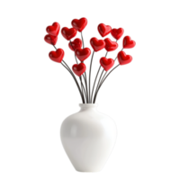 PNG Red Hearts in Vase Against Transparent Background for Romantic Design Projects