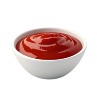 PNG Delicious Ketchup in a White Bowl, Appetizing Red Sauce Against Transparent Background for Condiment Advertising, Food Branding, or Culinary Projects