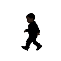 3D Vector Silhouette of a Baby Walking png