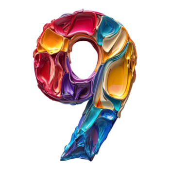 png numero '9' nel astratto stile isolato contro un' trasparente sfondo per moderno design progetti, creativo marchio, o unico tipografia applicazioni