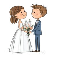 Hand drawn wedding cartoon vector illustration on a transparent background png