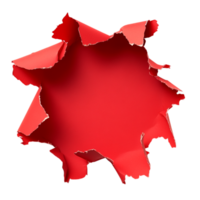 Torn Hole in Red Paper on transparent background png