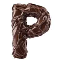 PNG Alphabet 'P' in Chocolaty Typography Style Isolated Against a Transparent Background for Modern Design Projects, Creative Branding, or Unique Typography Applications