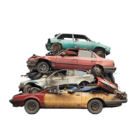Isolated Car Junk Pile on transparent background png