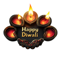 Happy Diwali text style in clean, simple vector design with black 3D rendering for festive greetings png