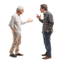 A son arguing with an elderly parent png