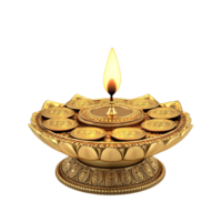 Happy Dhanteras celebration with gold coins on a transparent background png