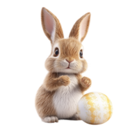 Happy Easter Bunny holding colorful Easter eggs in a 3D rendering, perfect for festive greetings png