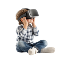 boy kid using a VR headset on a transparent background png