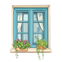 Hand drawn cartoon vector illustration of a window on a transparent background png