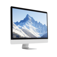 Computer Monitor with Mountain Scenery on transparent background png