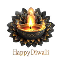 Happy Diwali text style in clean, simple vector design with black 3D rendering for festive greetings png