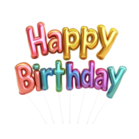 Happy Birthday icon in 3D rendering against a transparent background png