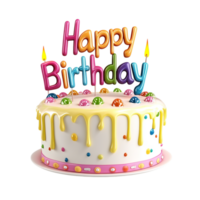 Happy Birthday icon in 3D rendering against a transparent background png