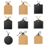 Black Friday sale label set with natural craft paper design on transparent background png