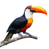 image of a toucan perched on a branch against a transparent background png