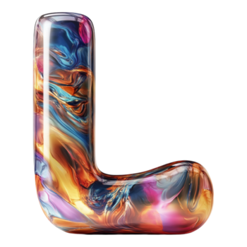 PNG Alphabet 'L' in Abstract Style Isolated Against a Transparent Background for Modern Design Projects, Creative Branding, or Unique Typography Applications